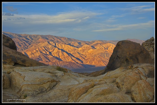 A view East from the Alabama Hills to the White Mountains at Sunset.