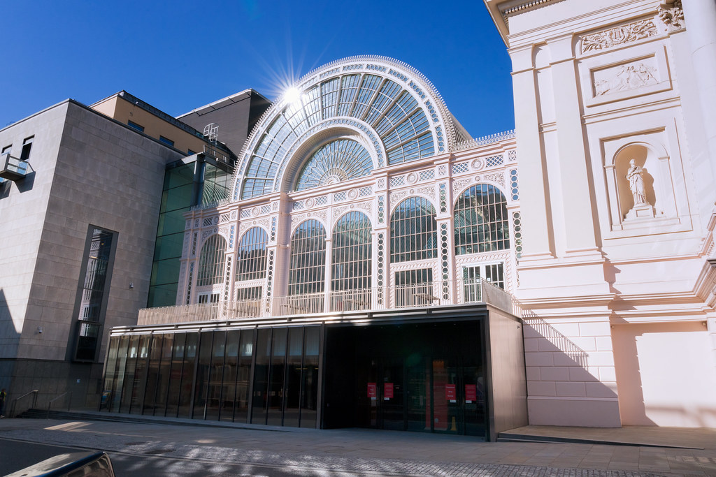 Royal Opera House, Bow Street entrance facade ©2021 ROH. Photograph by James Bellorini
