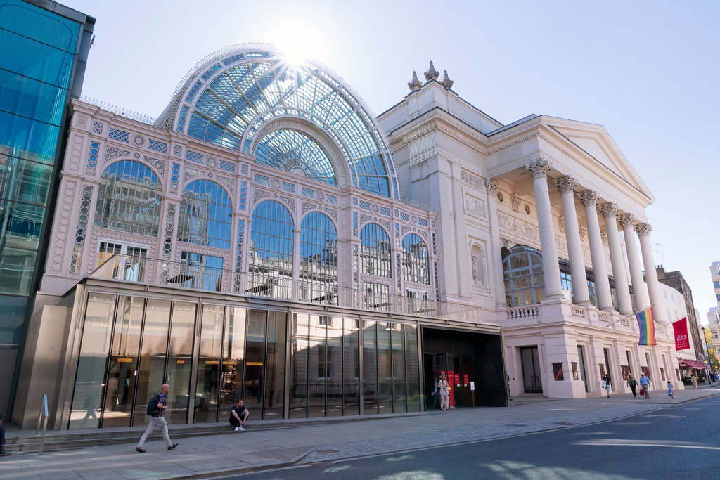 Royal Opera House, Bow Street entrance facade ©2021 ROH. Photograph by James Bellorini