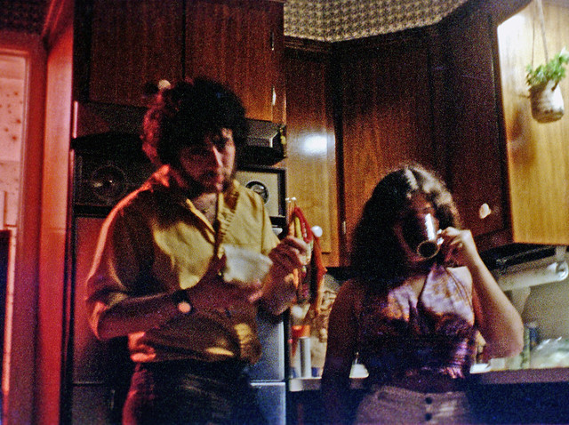 While going through a shoebox filled with 110 negatives, I came upon this forgotten photo. Scanned from the original Kodacolor II negative. Although grainy and blurry, it shows one of my high school girlfriends and her bro. Milford CT. March 1976