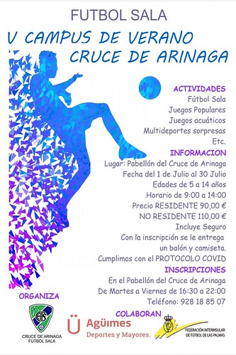 Cartel informativo del V Campus de Verano de Fútbol Sala Cruce de Arinaga