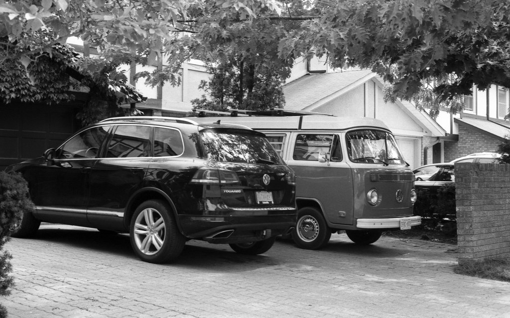 Two Volkswagans in the Driveway