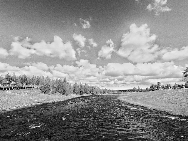 Black and white river.