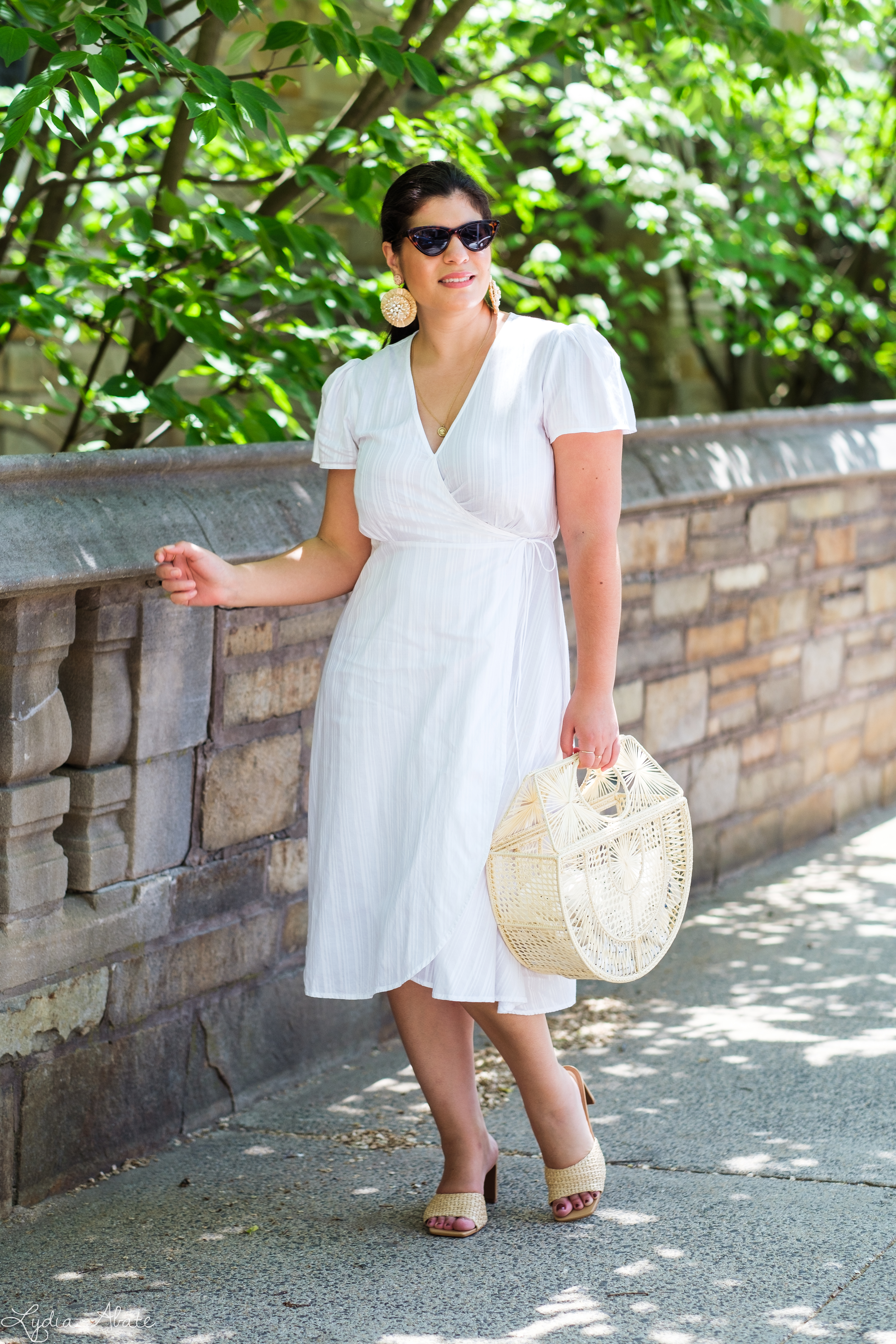 little white wrap dress, raffia basket bag, raffia heels-1.jpg