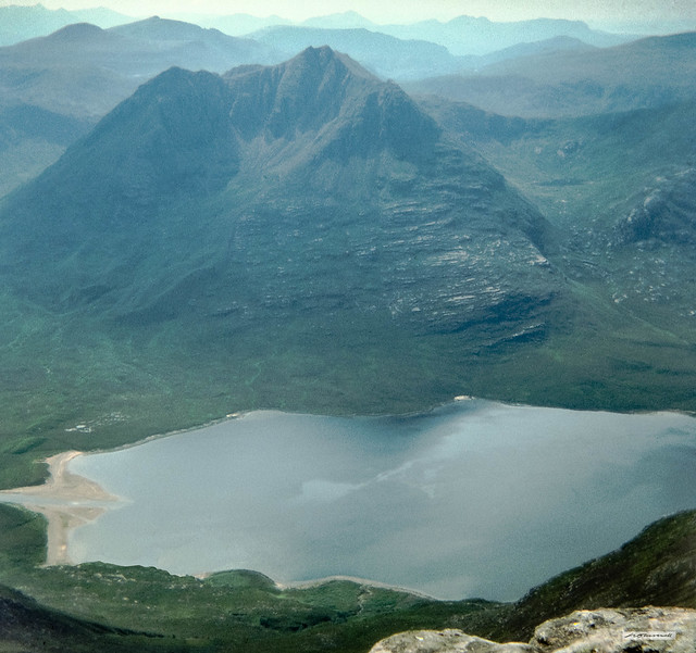 Beinn Dearg Mor, 906 metres, and Loch na Sealga from Sgurr Fiona, 1,060 metres, one of the ten peaks making up the mighty An Teallach.