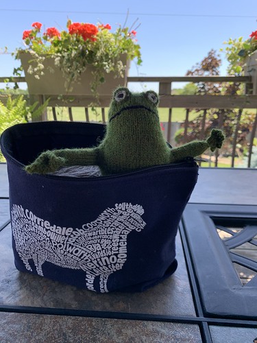 Here is the frog of the Frog and Toad by Kristina Ingrid McGowan that I am knitting for my grandson’s  birthday gift!