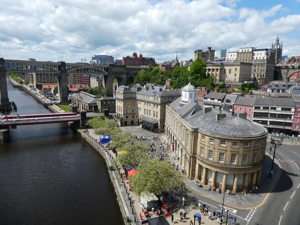 Views of Newcastle quayside from the Tyne Bridge