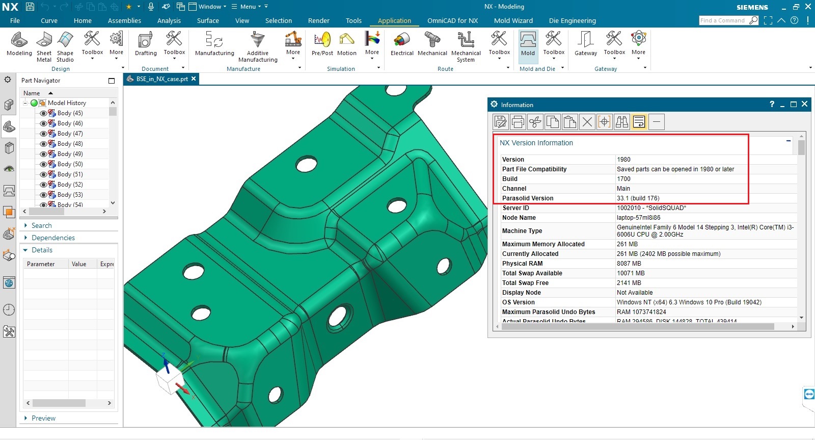 Working with Siemens NX 1980 Build 1700 (NX 1980 Series) Win64