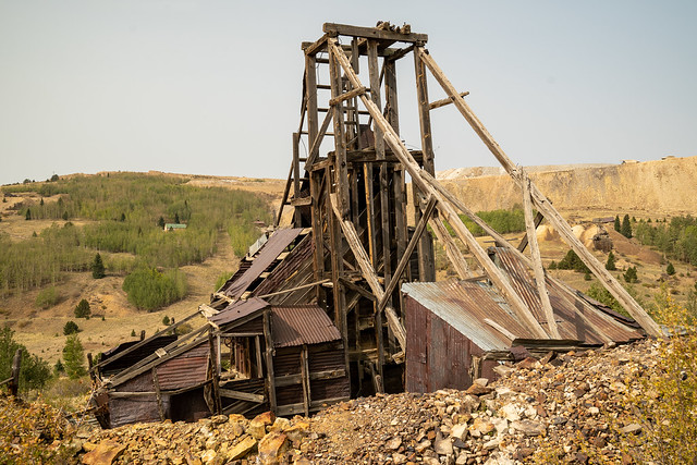 Abandoned mining structure building near Victor and Goldfield Colorado