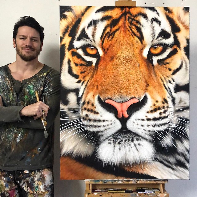 Stunning Photo Hyper Realistic Painting Tiger