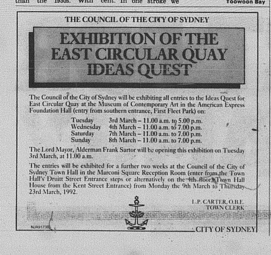 East Circular Quay Vision Ad February 29 1992 daily telegraph 23