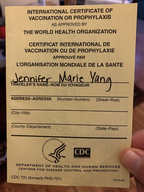 Yellow vaccination card