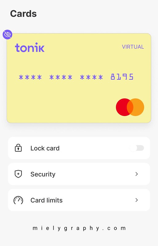 Tonik Virtual MasterCard- Mielygraphy Reviews