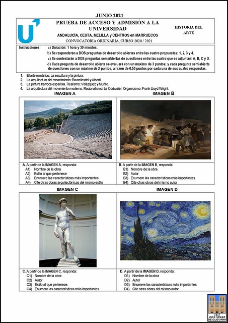 Examen de Historia del Arte de Junio de 2021