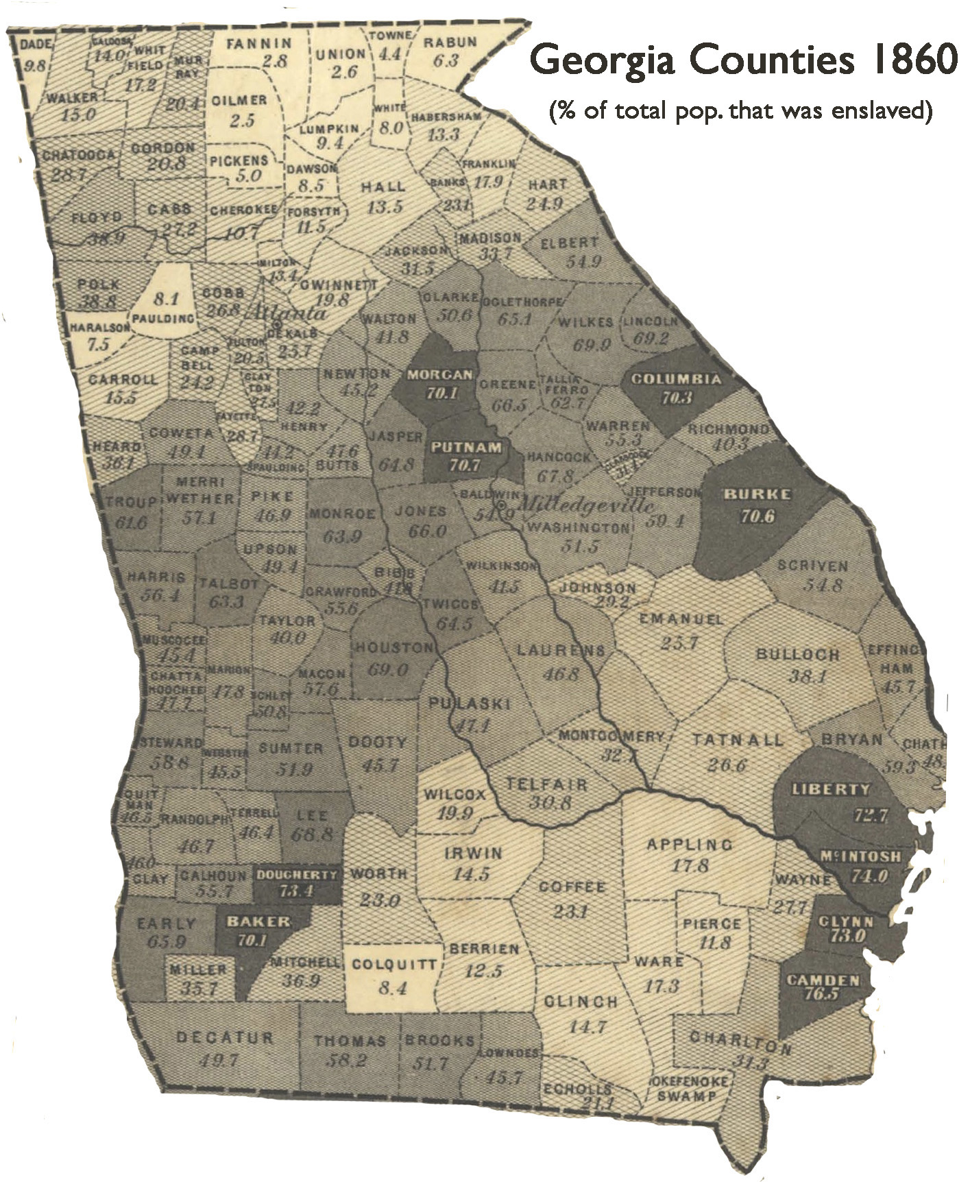 Georgia Counties, 1860