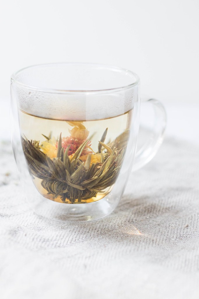 A glass of flower tea. 