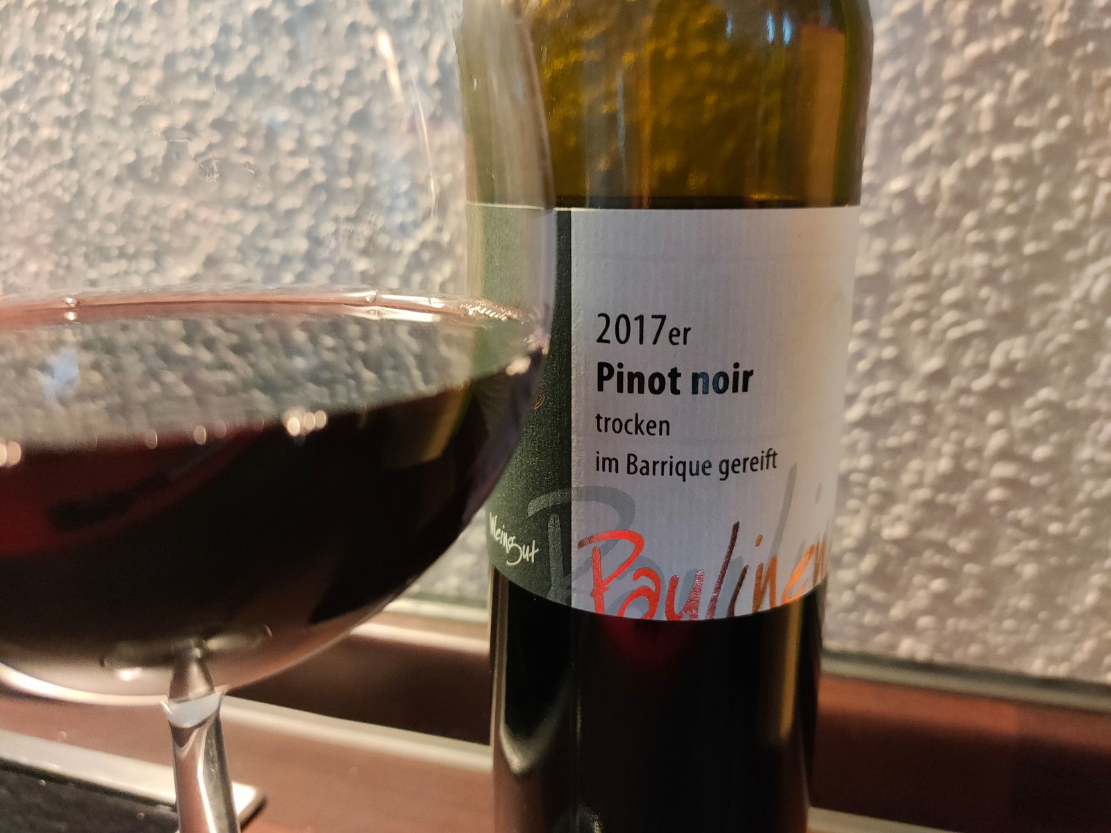 2017er Pinot noir trocken, im Barrique gereift - vom Weingut Paulinenhof in Selzen