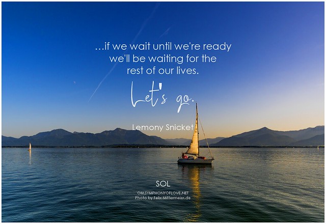 Lemony Snicket …if we wait until we’re ready we’ll be waiting for the rest of our lives. Let’s go