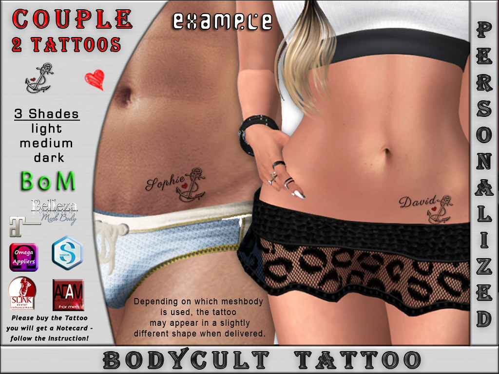 BodyCult Custom Tattoo COUPLE Anchors Lower - 2 Tattoos