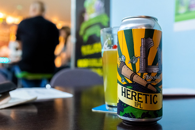 A Can of Craft Lager - Abbeydale's Heretic - Indian Pale Lager - The Broken Seal Tap Room - Stevenage Old Town (Fujifilm X100F)