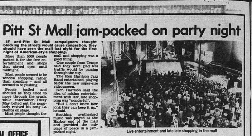 Pitt Street Mall opens September 25 1987 daily telegraph
