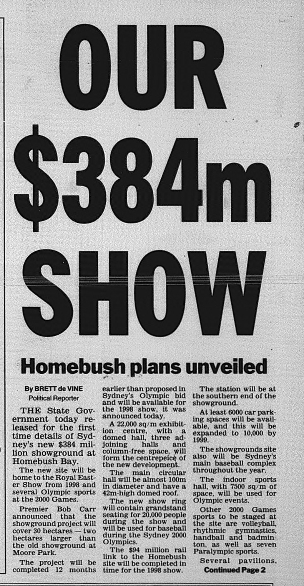 Sydney Showgrounds October 22 1996 daily telegraph 1-2 (1)