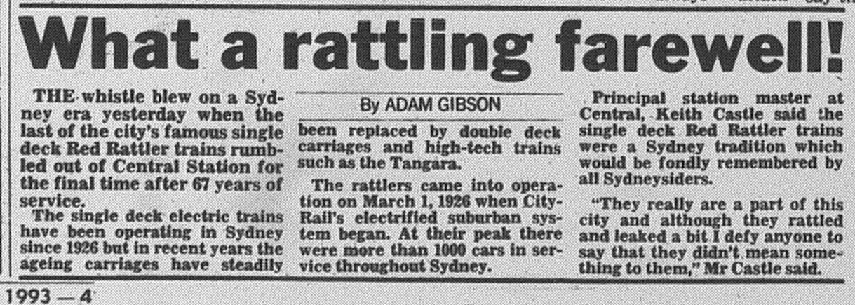 The Final Red Rattler Service november 21 1993 sunday telegraph 4