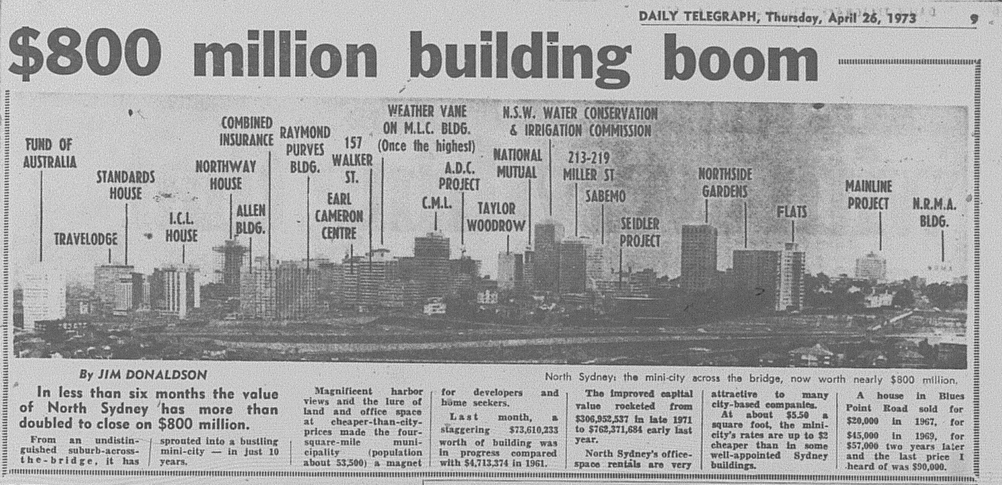 North Sydney building boom April 26 1973 daily telegraph 9