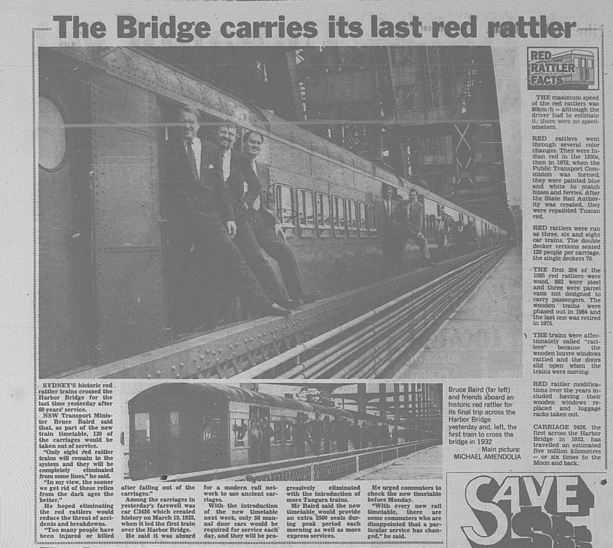 Final Bridge crossing for red rattlers January 11 1992 daily telegraph 3