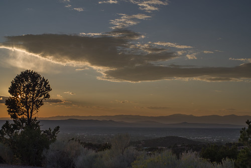 The Tree that made the Sun set — Santa Fe by tormod_l, A sunset scene from Santa Fe, New Mexico, captured with an old film era Pentax-F 50mm/F1.4 in Septem