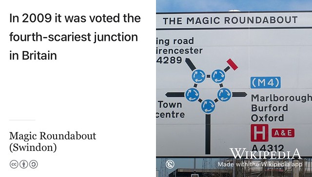 The Magic Roundabout in Swindon is “so complicated it has a Wikipedia page” —Emilie Dando-Crosasso