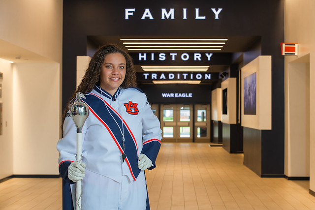 Brianna Jarvis outside the recruiting lounge at Jordan-Hare Stadium.