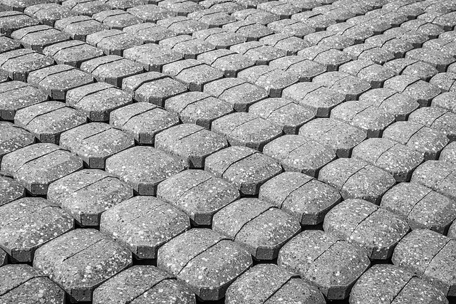 Monochrome image of the Pavement of the foot of a Dutch dike