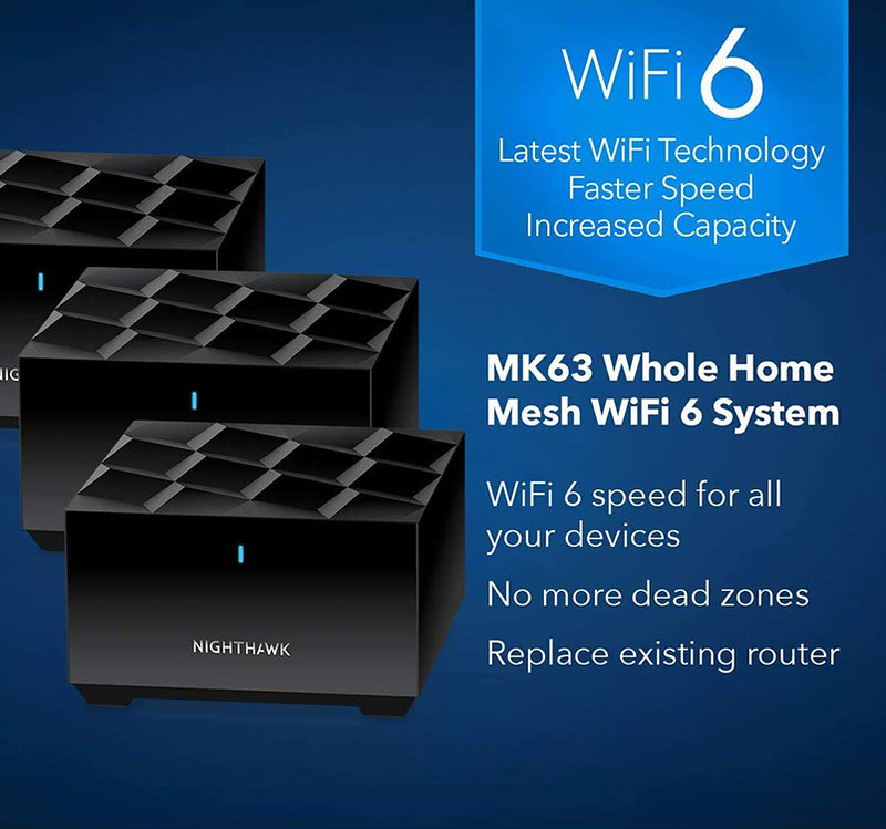 Netgear Nighthawk (MK63) AX1800 AX mesh WiFi 6 system (3-pack) router