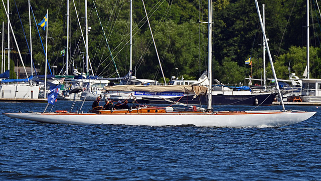 The sail boat Britt-Marie on her way to the starting line, in the race Gotland Runt, starting in Stockholm