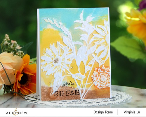 Altenew-Pressed Flowers 3D Embossing Folder-Gardenia Duo Stamp Set