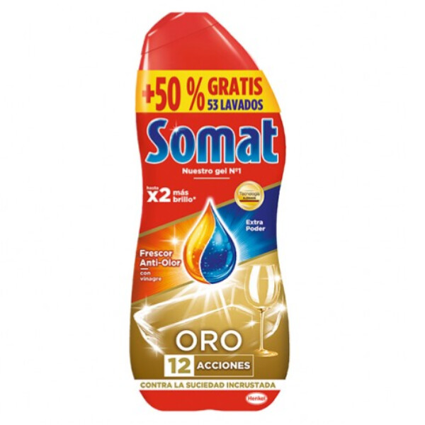 Somat Gel Oro Anti-Olor con Vinagre detergente lavavajillas máquina 53 Lavados