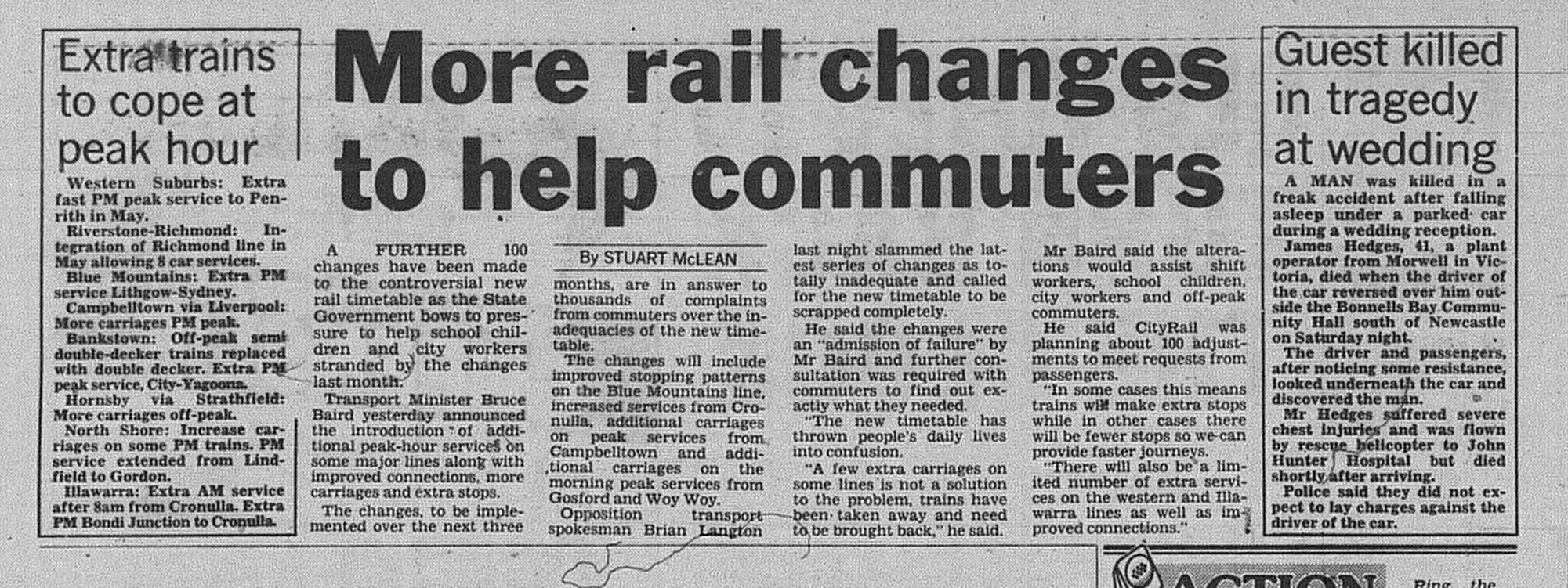 Rail timetable changes February 24 1992 daily telegraph 18