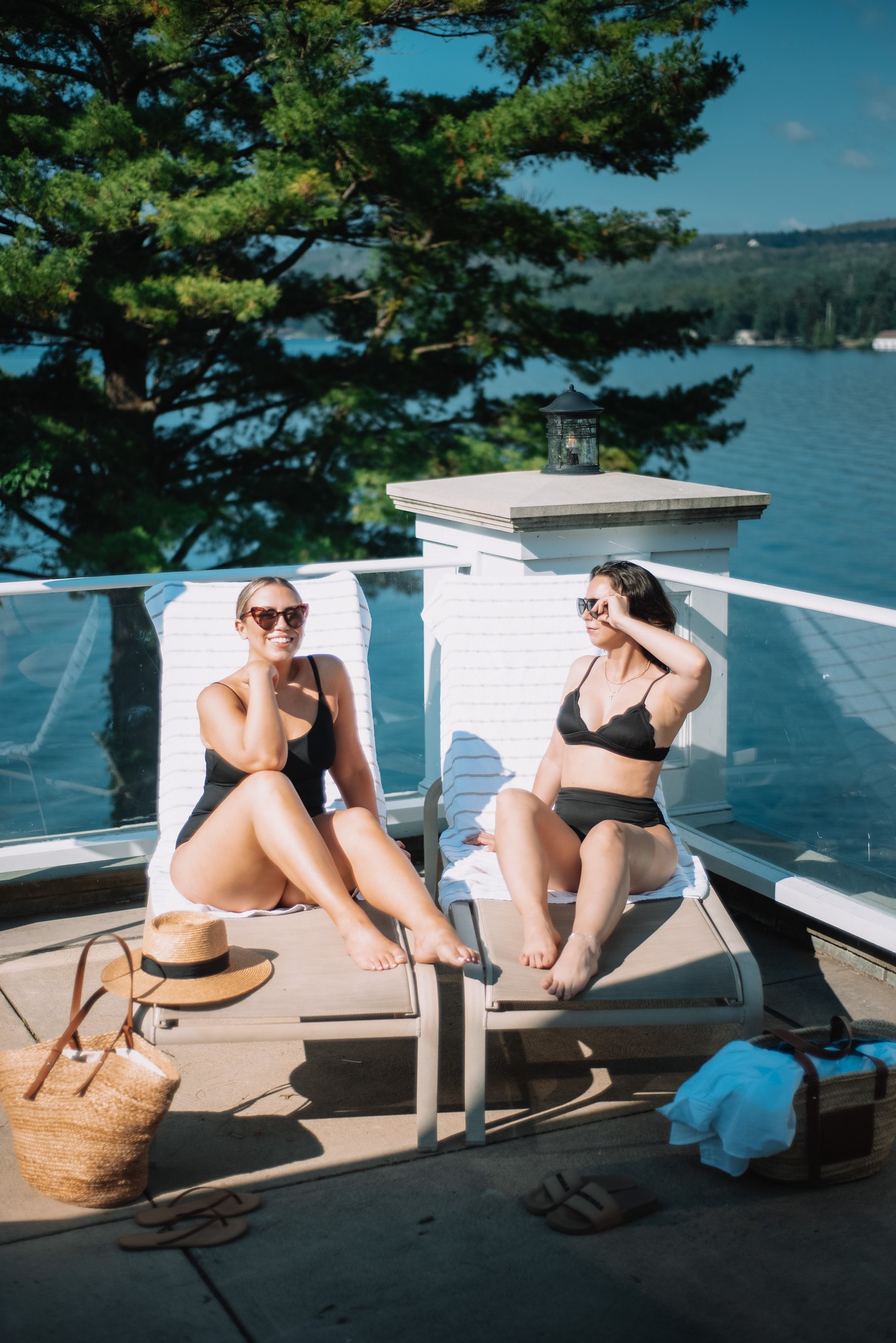 The Best Black Swimsuits of Summer 2021 | Bikini Poses | Black Bathing Suits | Summer Outfits | Vacation Outfit Ideas | Bikini Picture Ideas | Free People Kimono | Swimsuit Coverups | Aerie One Piece | Lake George, NY | The Sagamore Resort | Summer Roadtrip Packing List | Lounge Chair Pose | Poolside