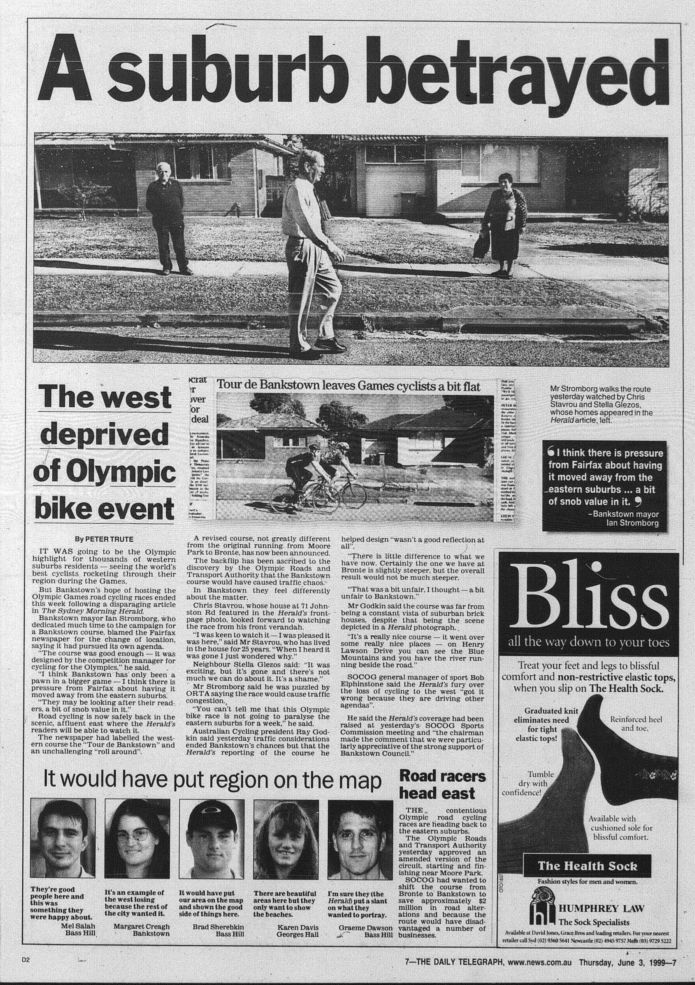 Olympic Road Racing June 3 1999 daily telegraph 7