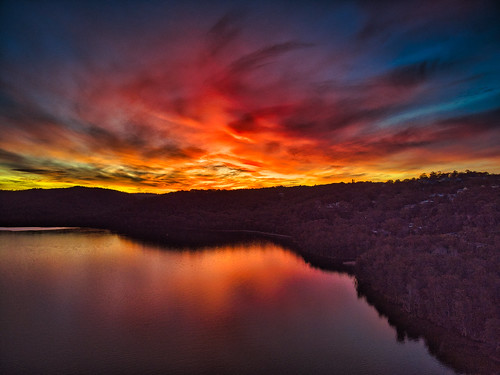 sunset narrabeen lake aerial drone low light f28 dji mini2 sydney australia lagoon