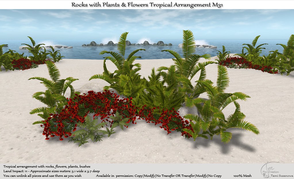 .:Tm:.Creation Tropical Flowers Rocks Arrangement M31
