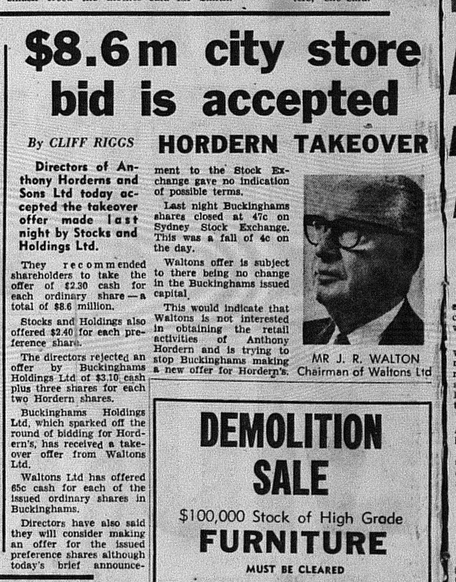 Anthony Horderns Takeover December 3 1969 daily mirror 2