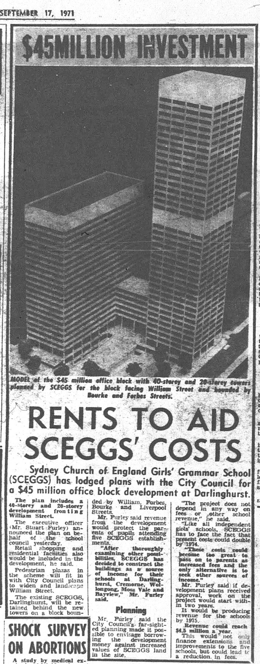SCEGGS Redevelopment September 17 1971 daily telegraph 12