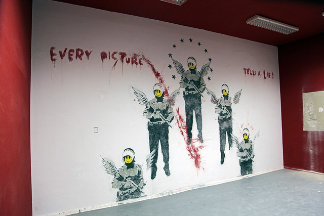 Banksy Berlin 2004 - restored by Brad Downey, 2011