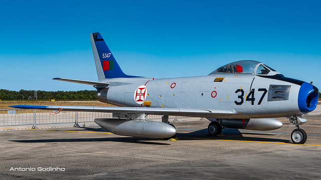 Portuguese Air Force F-86F Sabre 5347 at static display during BA5 Monte Real Open Day Airshow