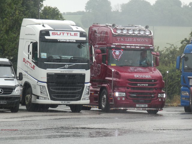 Volvo 500 FH4 YL15 UMY 2015 Suttle Transport Scania T Cab T730 V8 TR15 TAN T S Lee And Son's Sir Captain Tom Moore Charity Convoy Stockyard Truckstop M18