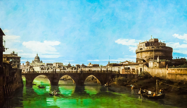 View of the Tiber in Rome with the Castel Sant'Angelo
