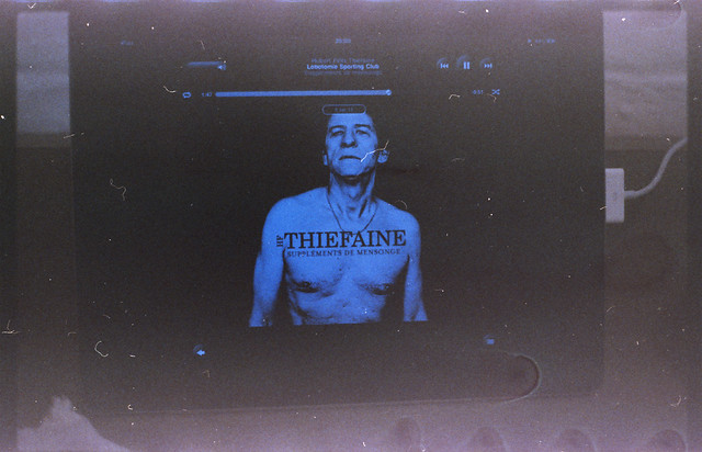 First film roll - circa 2011 - 009 - Hubert Félix Thiéfaine's album Suppléments de mensonge playing on the iPad