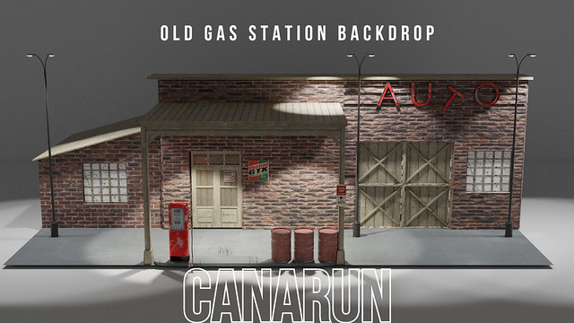 Old Gas Station Backdrop - CANARUN